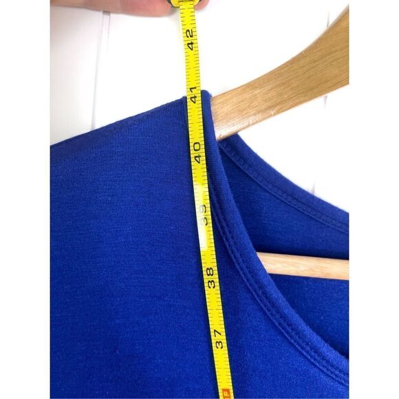 Athleta Wool Blend Solstice Short Sleeve Ruched‎ Tee Midi Dress Cobalt Blue XS - Picture 7 of 10